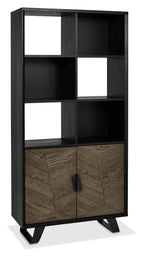 Weathered Oak Open Display Cabinet Shelving Unit - Home Furniture Interiors