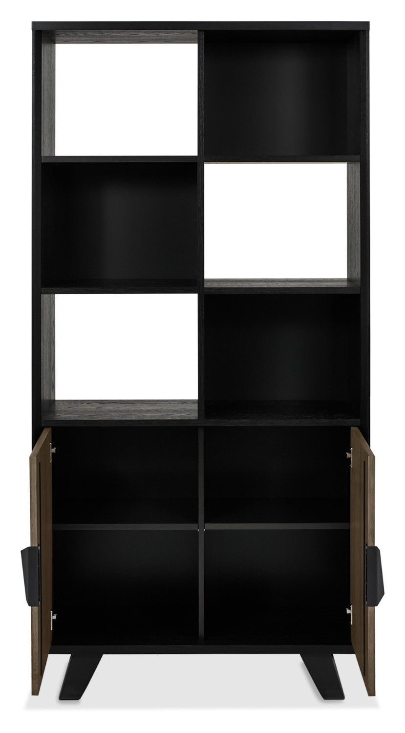 Weathered Oak Open Display Cabinet Shelving Unit - Home Furniture Interiors