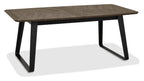 Weathered Oak and Black Metal Large Extending Dining Table - Home Furniture Interiors