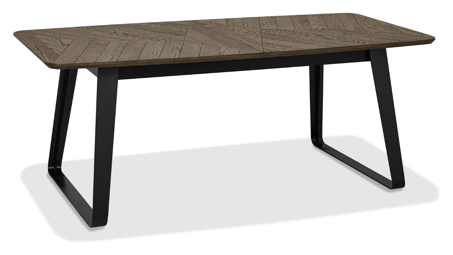 Weathered Oak and Black Metal Large Extending Dining Table - Home Furniture Interiors