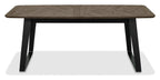 Weathered Oak and Black Metal Large Extending Dining Table - Home Furniture Interiors