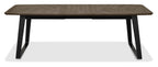 Weathered Oak and Black Metal Large Extending Dining Table - Home Furniture Interiors