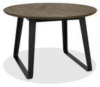 Weathered Oak Round 4 Seater Dining Table Peppercorn Base - Home Furniture Interiors