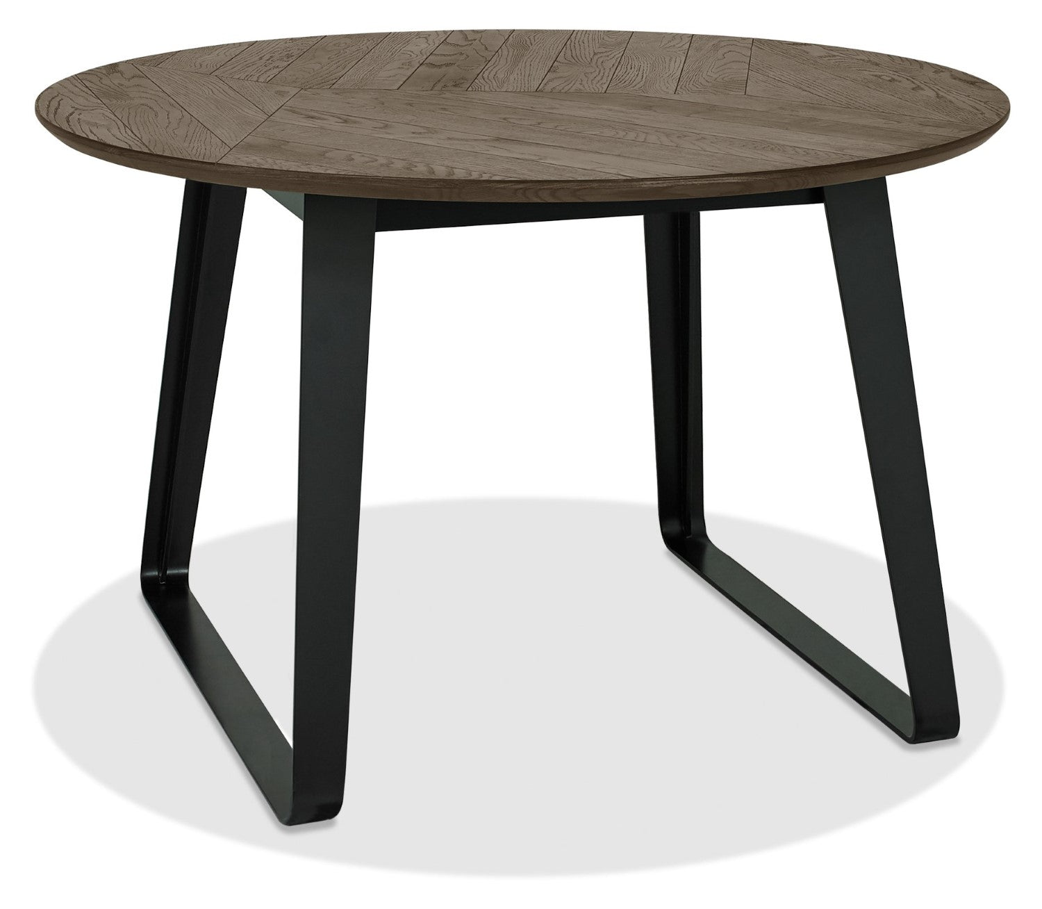 Weathered Oak Round 4 Seater Dining Table Peppercorn Base - Home Furniture Interiors