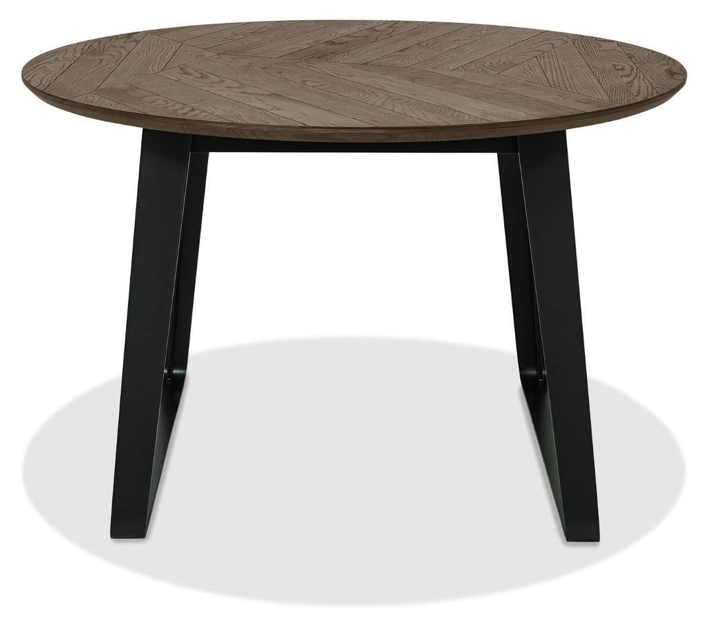 Weathered Oak Round 4 Seater Dining Table Peppercorn Base - Home Furniture Interiors