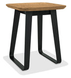 Rustic Oak Square Lamp Table with Black Peppercorn Base - Home Furniture Interiors