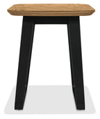 Rustic Oak Square Lamp Table with Black Peppercorn Base - Home Furniture Interiors