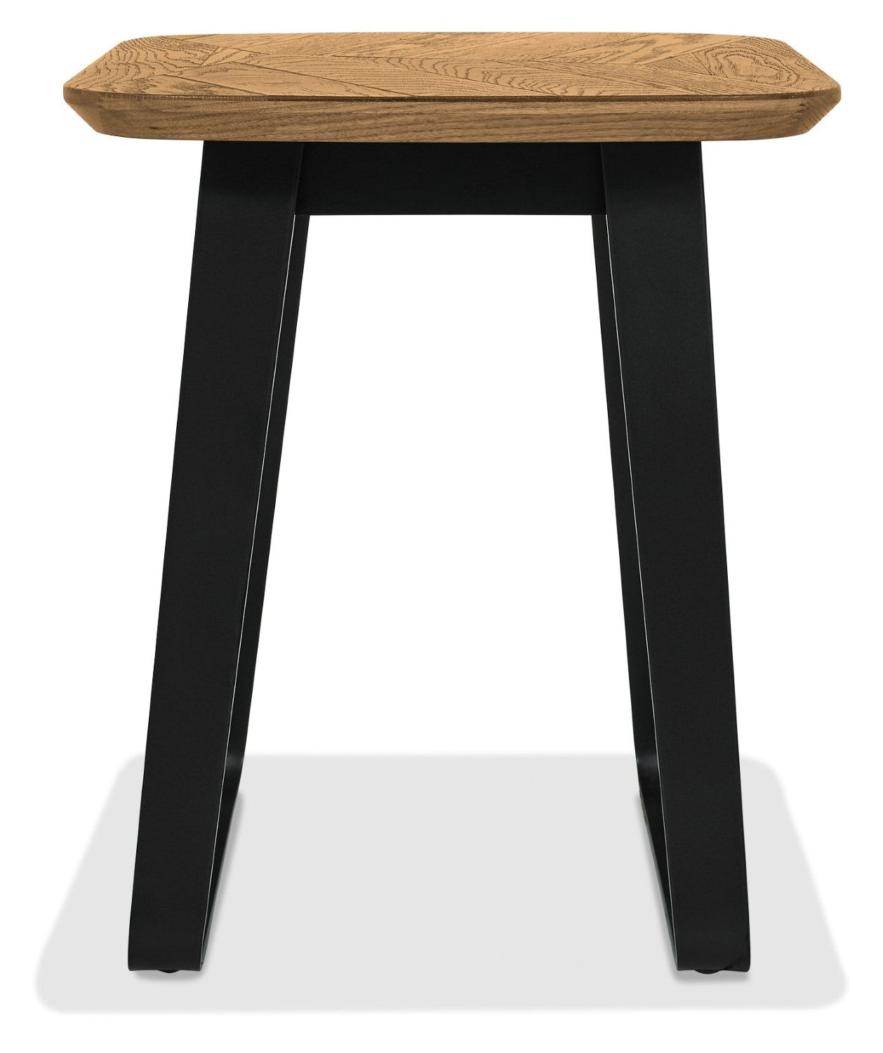 Rustic Oak Square Lamp Table with Black Peppercorn Base - Home Furniture Interiors