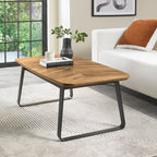 Retro Rustic Oak Coffee Table with Peppercorn Metal Base