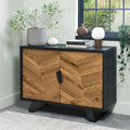 Rustic Oak 2 Door Narrow Sideboard Storage Cabinet