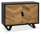 Rustic Oak 2 Door Narrow Sideboard Storage Cabinet - Home Furniture Interiors