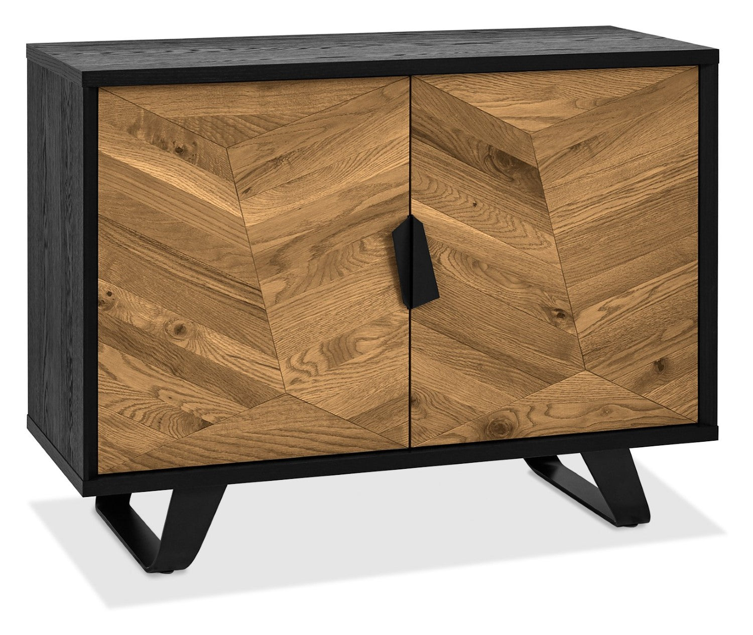 Rustic Oak 2 Door Narrow Sideboard Storage Cabinet - Home Furniture Interiors