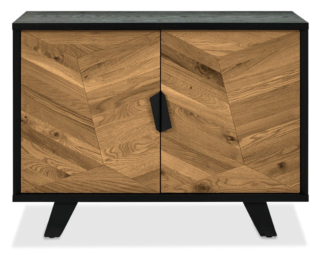 Rustic Oak 2 Door Narrow Sideboard Storage Cabinet - Home Furniture Interiors