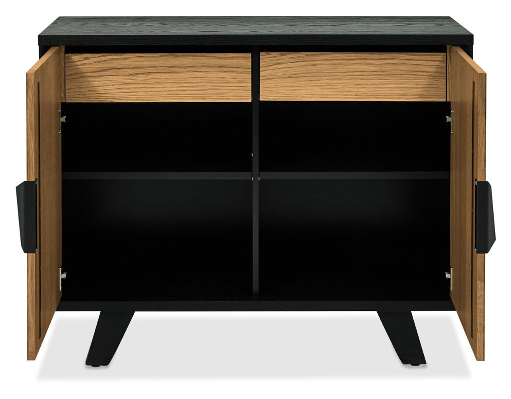 Rustic Oak 2 Door Narrow Sideboard Storage Cabinet - Home Furniture Interiors