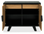 Rustic Oak 2 Door Narrow Sideboard Storage Cabinet - Home Furniture Interiors