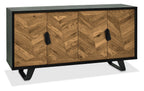 Retro Rustic Oak and Peppercorn Wide Sideboard Cabinet - Home Furniture Interiors