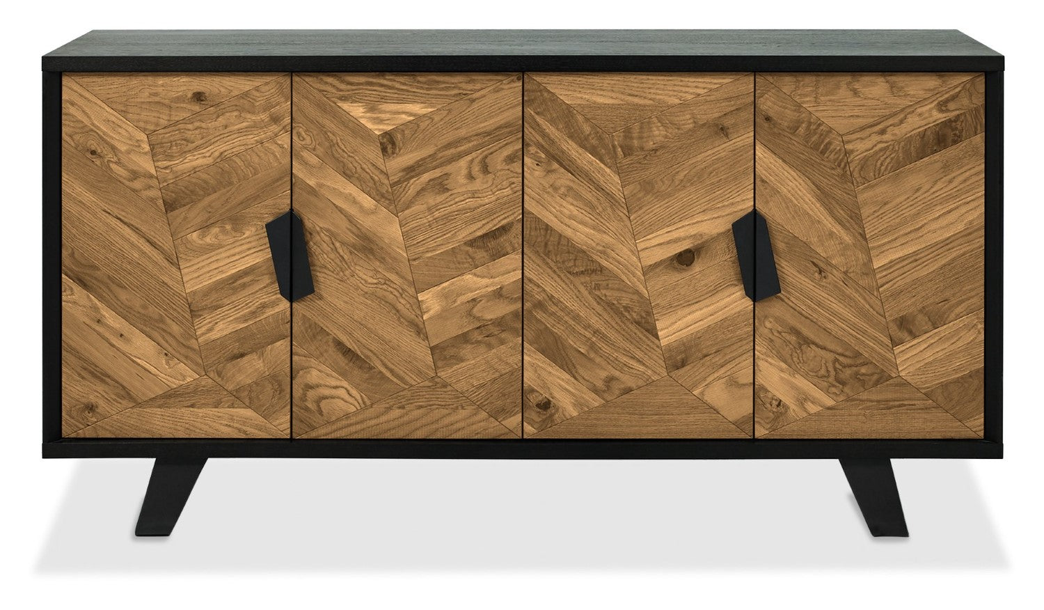 Retro Rustic Oak and Peppercorn Wide Sideboard Cabinet - Home Furniture Interiors