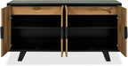 Retro Rustic Oak and Peppercorn Wide Sideboard Cabinet - Home Furniture Interiors