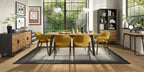 Retro Rustic Oak and Peppercorn Wide Sideboard Cabinet - Home Furniture Interiors