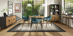 Retro Rustic Oak and Peppercorn Wide Sideboard Cabinet - Home Furniture Interiors