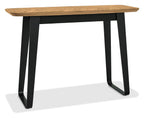 Retro Rustic Oak Console Table with Peppercorn Metal Base - Home Furniture Interiors