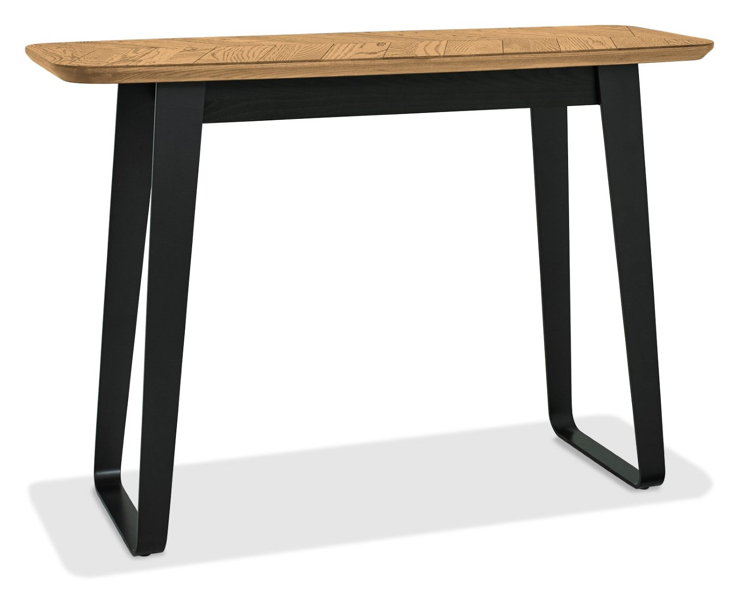 Retro Rustic Oak Console Table with Peppercorn Metal Base - Home Furniture Interiors