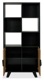 Retro Rustic Oak and Peppercorn Shelving Display Cabinet - Home Furniture Interiors