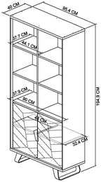 Retro Rustic Oak and Peppercorn Shelving Display Cabinet - Home Furniture Interiors