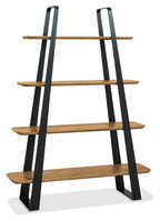 Rustic Oak and Black Metal Open Shelving Display Cabinet - Home Furniture Interiors