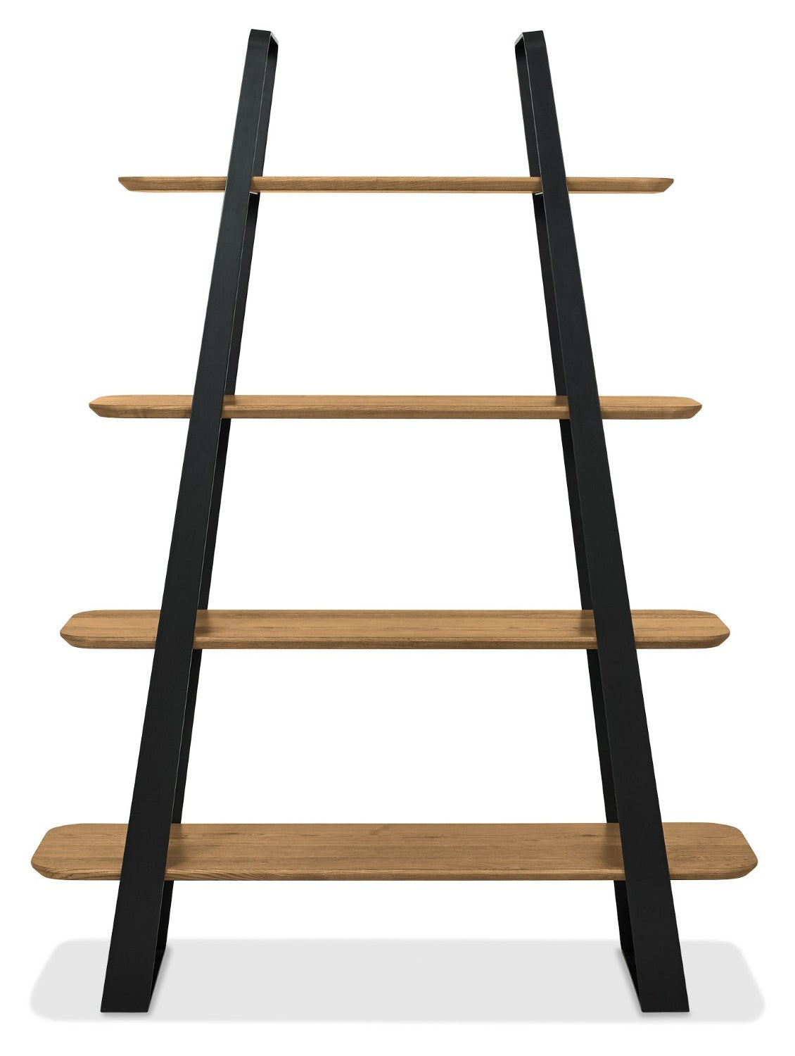 Rustic Oak and Black Metal Open Shelving Display Cabinet - Home Furniture Interiors