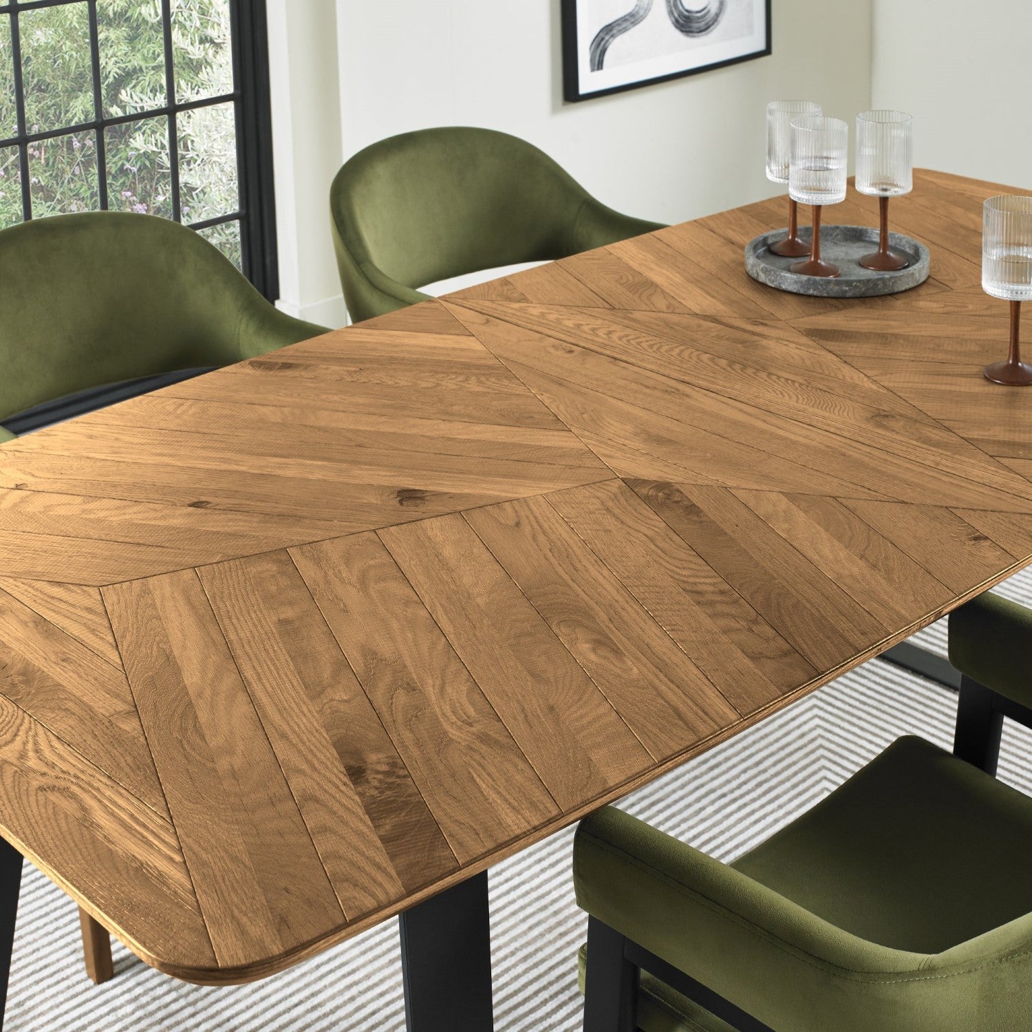 Rustic Oak and Peppercorn Medium Extending Dining Table