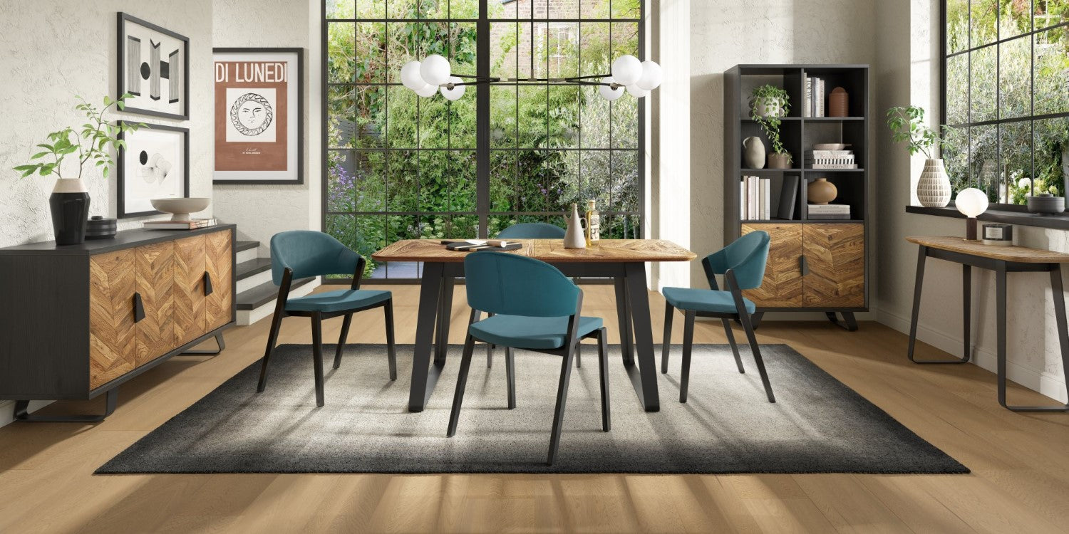 Rustic Oak and Peppercorn Medium Extending Dining Table - Home Furniture Interiors