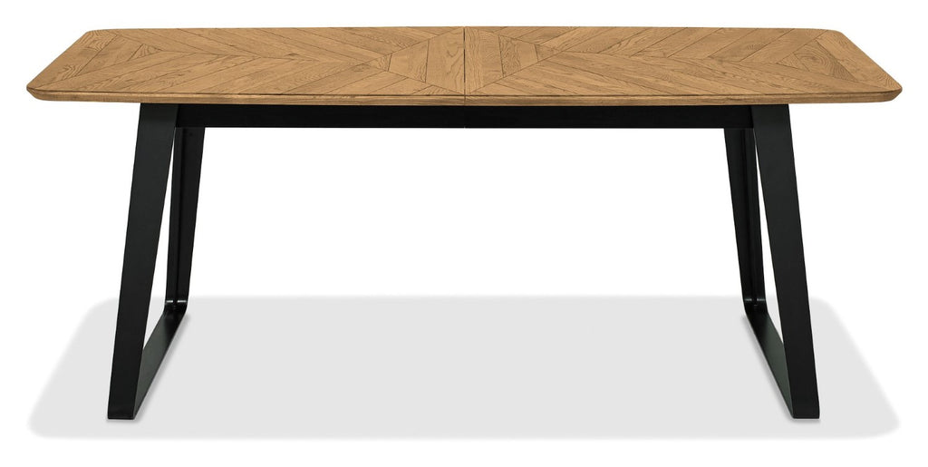 Retro Rustic Oak and Peppercorn Large Extending Dining Table - Home Furniture Interiors