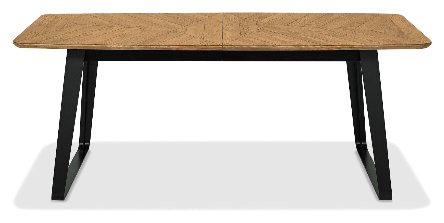 Retro Rustic Oak and Peppercorn Large Extending Dining Table - Home Furniture Interiors