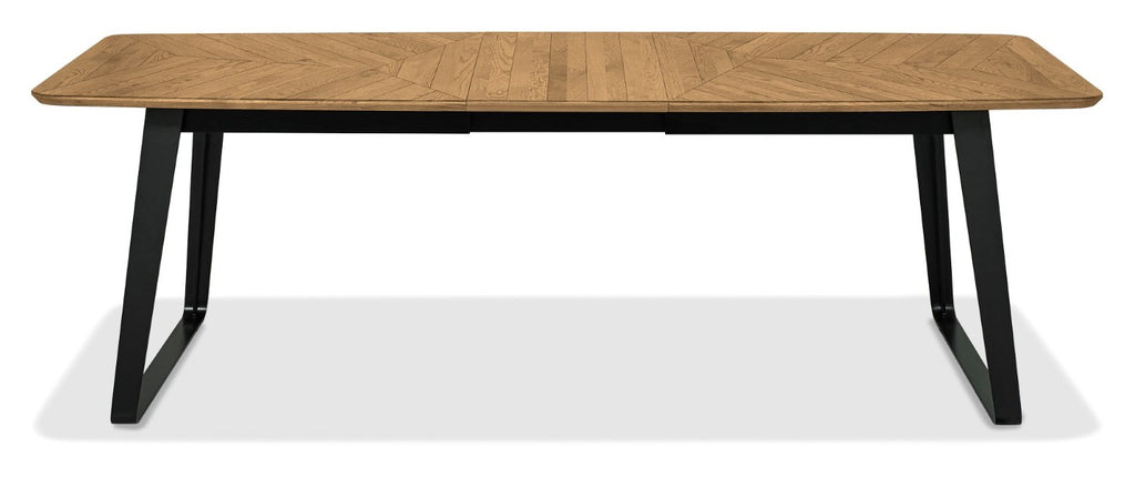 Retro Rustic Oak and Peppercorn Large Extending Dining Table - Home Furniture Interiors