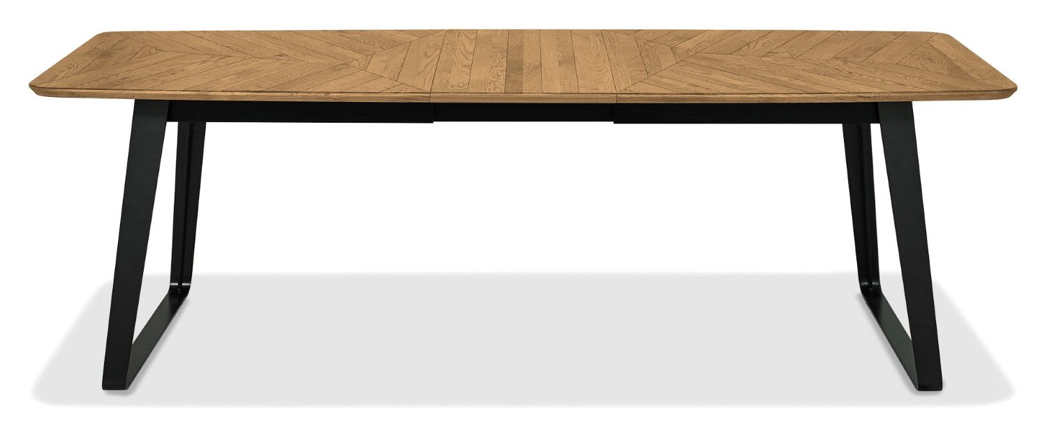 Retro Rustic Oak and Peppercorn Large Extending Dining Table - Home Furniture Interiors