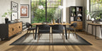 Retro Rustic Oak and Peppercorn Large Extending Dining Table - Home Furniture Interiors