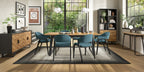 Retro Rustic Oak and Peppercorn Large Extending Dining Table - Home Furniture Interiors