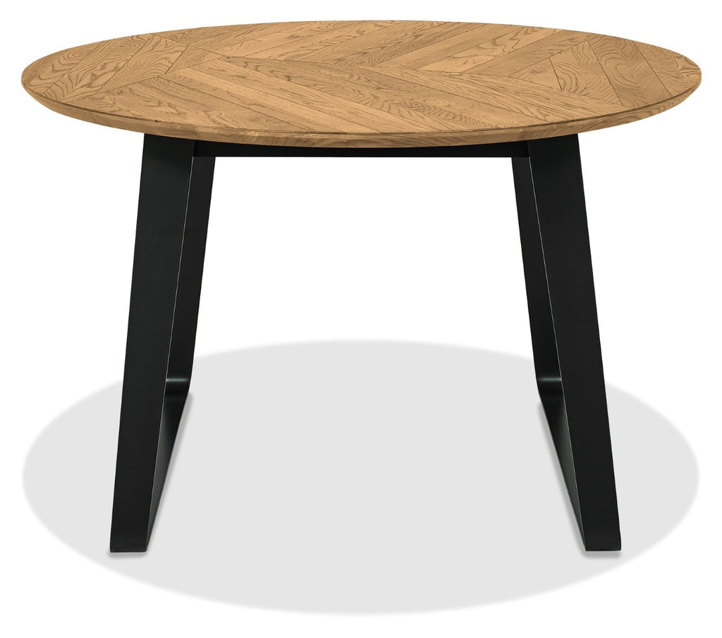 Rustic Oak and Peppercorn Circular Small 125cm Dining Table - Home Furniture Interiors