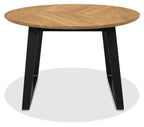 Rustic Oak and Peppercorn Circular Small 125cm Dining Table - Home Furniture Interiors