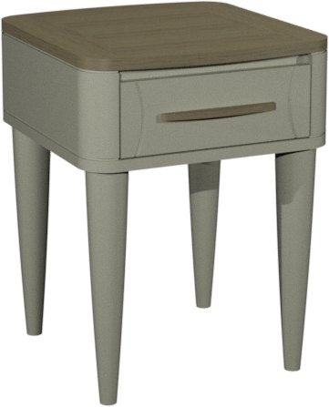 Grey 1 Drawer Lamp Table With Oak Top And Handle
