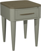 Grey 1 Drawer Lamp Table With Oak Top And Handle