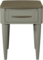 Grey 1 Drawer Lamp Table With Oak Top And Handle - Home Furniture Interiors
