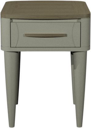 Grey 1 Drawer Lamp Table With Oak Top And Handle - Home Furniture Interiors