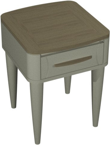 Grey 1 Drawer Lamp Table With Oak Top And Handle - Home Furniture Interiors