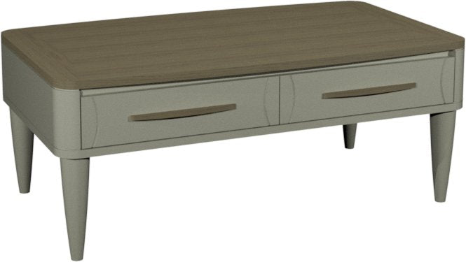 Grey 2 Drawer Coffee Table Scandi Oak Top And Handles