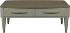 Grey 2 Drawer Coffee Table Scandi Oak Top And Handles - Home Furniture Interiors