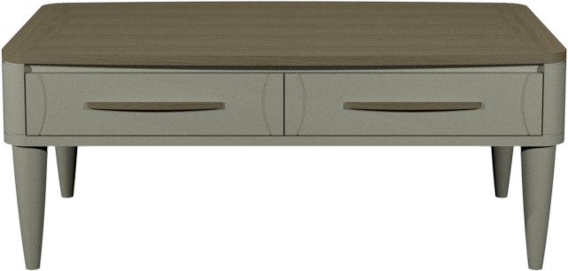 Grey 2 Drawer Coffee Table Scandi Oak Top And Handles - Home Furniture Interiors
