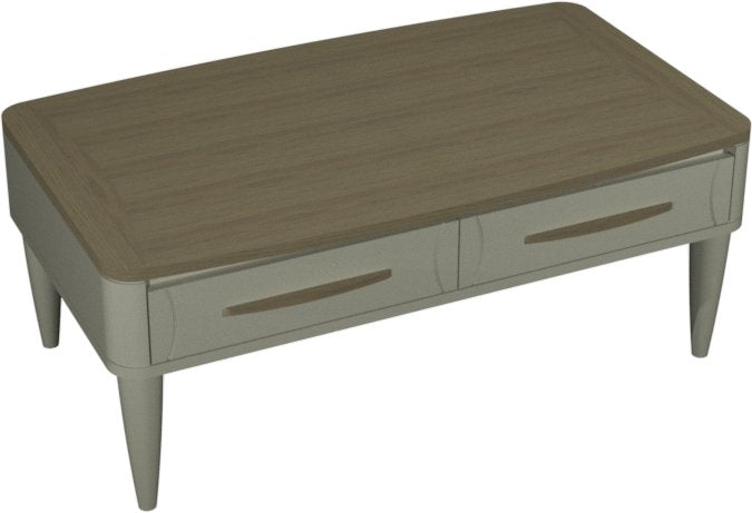 Grey 2 Drawer Coffee Table Scandi Oak Top And Handles - Home Furniture Interiors