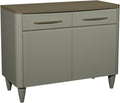 Light Grey Narrow Small Sideboard with Oak Top